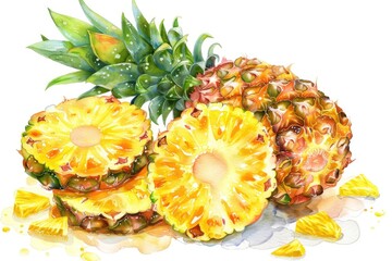 Hand drawn Watercolor Pineapple Marmalade Set with Delicious Assorted Fruit Flavors