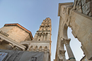 Wall Mural - Cathedral of St. Due with bell tower in the center of Split in the Diocletian's Palace complex. Sights of Dalmatia.