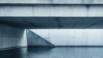 Wall Mural - Architectural detail of a minimalist bridge design spanning over a river