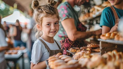 Canvas Print - Envision a family exploring a local market on a weekend morning.