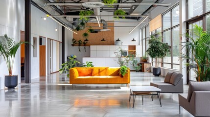 Wall Mural - Interior of a commercial building with open floor plan and modern furnishings