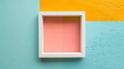 white blank square frame for mock up and display products with pastel colors