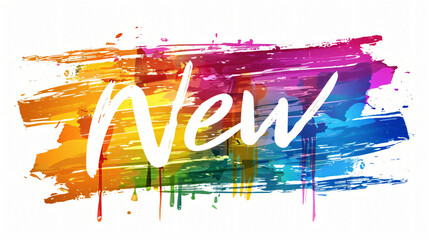 Poster - Colorful brushstrokes forming the word new on an artistic background