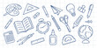 © Myurenn - Hand-drawn set of school supplies. Doodle vector illustration
