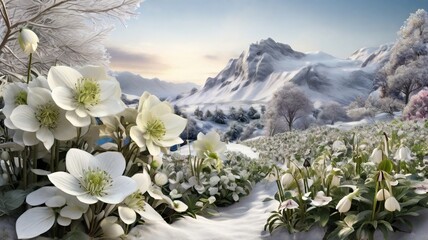 Wall Mural - cherry blossom in the mountains