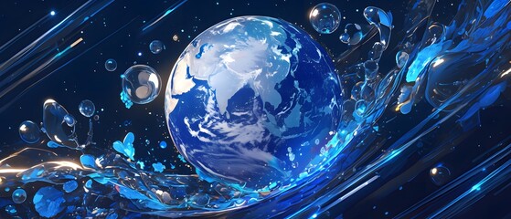 Wall Mural - Earth in a Swirl of Water.