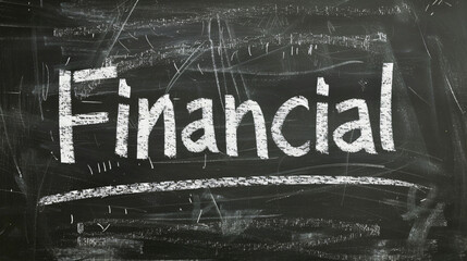 Poster - Financial written with white chalk on a worn blackboard