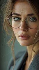 Canvas Print - A woman with glasses and a nice smile