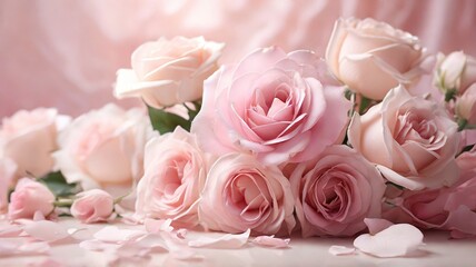 Wall Mural - pink roses bouquet