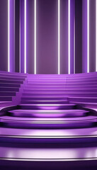 Wall Mural - Purple 3d round podium with stairs. Concept for product display. 