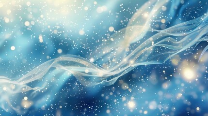 Wall Mural - Abstract Blue Winter Background with Glittering Snowflakes