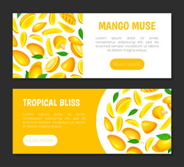 Sticker - Fresh Mango Banner Design with Bright Tropical Food Vector Template