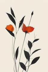 Wall Mural - minimalist art floral