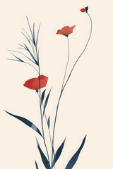 Wall Mural - minimalist art floral