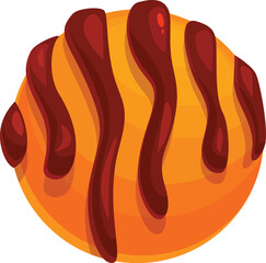 Poster - Round bun covered with chocolate glaze, sweet bakery for breakfast or lunch