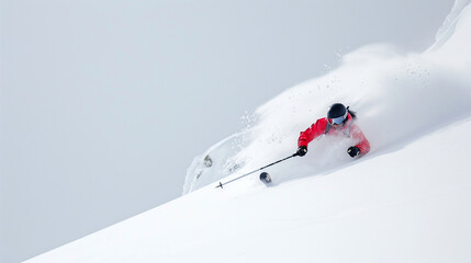 Wall Mural - Skier skiing on a snowy mountain