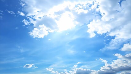 Sticker - Bright blue sky with white clouds, serene