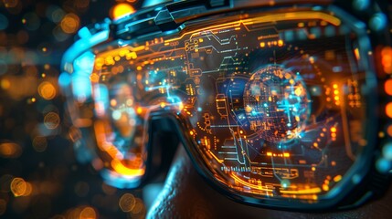 Poster - innovative augmented reality glasses showcasing advanced technology in a futuristic setting