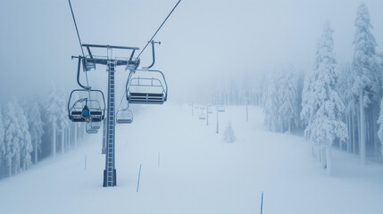 Wall Mural - Snowy Ski Lift