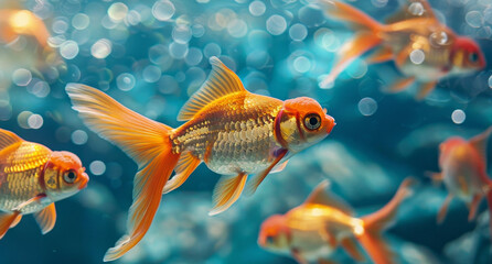 Beautiful goldfish in the aquarium.