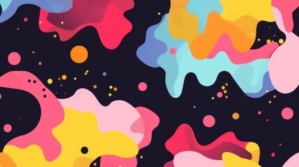 Wall Mural - Vibrant Abstract Fluid Shapes with Colorful Splashes Background