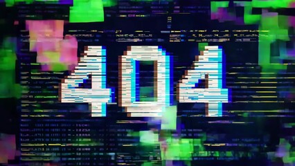 404 error page with glitchy screen and