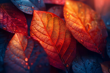 Poster - Elegant representation of bold shapes and intricate leaf patterns, creating a vibrant and lively design,