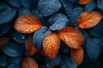 Poster - Elegant depiction of overlapping shapes and intricate leaf patterns, creating a vibrant and lively design,