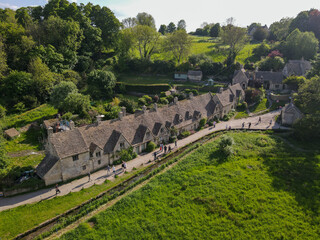 Drone view at the village of Bibury on England