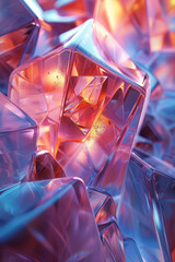 Poster - Sleek design showcasing layered 3D shapes with holographic textures, producing a surreal and mesmerizing effect,