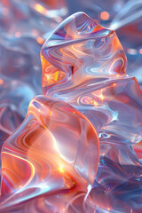Aufkleber - Sleek design showcasing abstract 3D forms with iridescent textures, producing a surreal and mesmerizing effect,