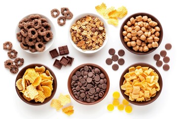 Wall Mural - A bowl filled with different types of cereals and cereal chips