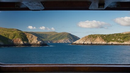 Wall Mural - Scenic Coastal View Framed by Ship Window
