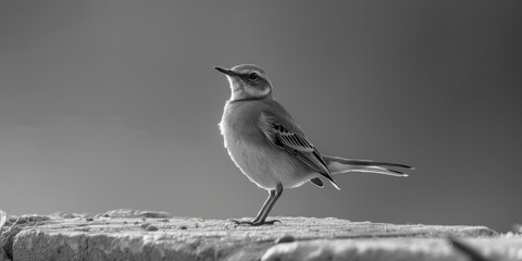 A close-up shot of a small bird in black and white, perfect for use as an illustration or graphic element