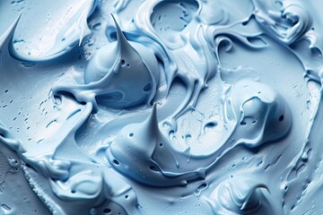 Wall Mural - A blue frosting with a blue swirl pattern. The frosting is thick and has a creamy texture