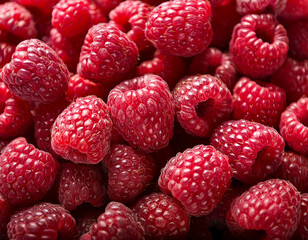 Wall Mural - Close-up with a pile of raspberries