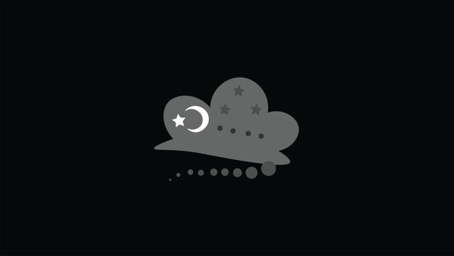 Abstract Chat Flat Icon,Simple icons cloud on black background.