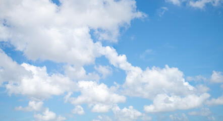 Wall Mural - beautiful blue sky and white cumulus clouds abstract background. cloudscape background. blue sky and
