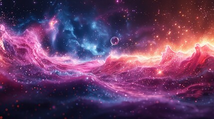 Cosmic Galaxy Abstract Background with Stars and Nebulae