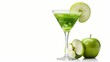 © Atlantist studio - Refreshing green apple martini cocktail with ice cubes, garnished with apple slice. Crisp, vibrant drink. Perfect for summer parties and gatherings.