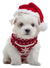 Canvas Print - PNG Adorable puppy in Christmas attire