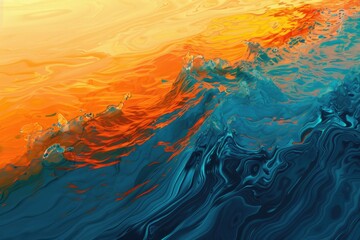 Poster - A detailed view of a painted wave, suitable for use in art or design projects