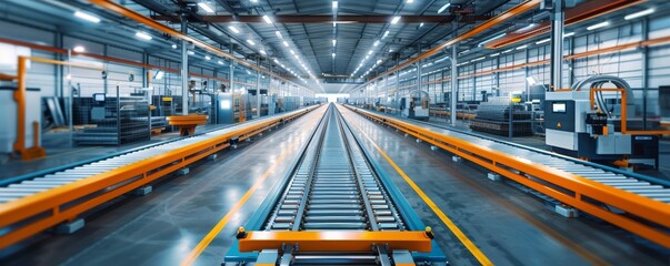 Poster - Advanced robotic arms in a high-tech factory with automated production line in an industrial setting