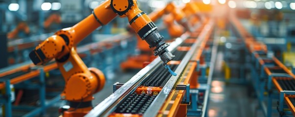 Poster - High-tech automated manufacturing and assembly line in modern factory