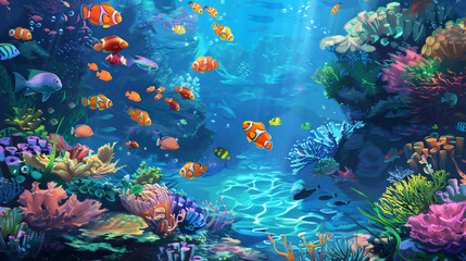 Aufkleber - Lively and stunning coral reef full of vibrant fish and marine creatures