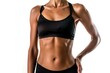 © Anna - Cropped image of sporty woman with muscular abs in black underwear Isolated on white background