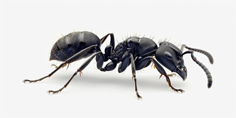 Poster - Close-up photo of a small black insect sitting on a white surface, great for macro photography or entomology illustrations