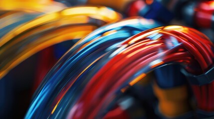 Poster - Tangled wires on a dark background, great for technology or electronics concepts