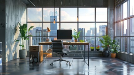 Poster - Modern Office with City View