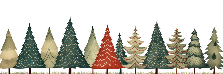 Wall Mural - PNG Christmas tree border christmas backgrounds plant.